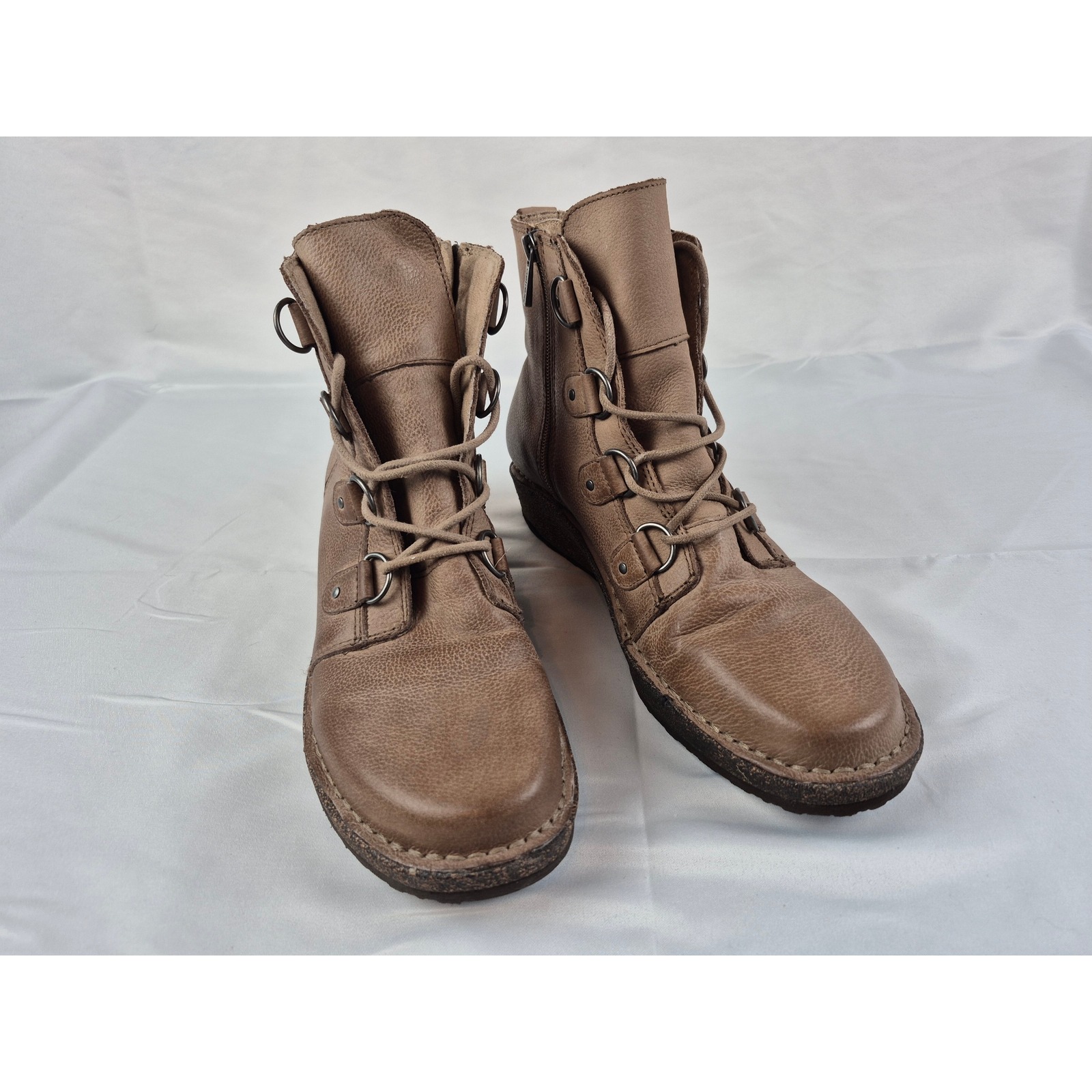 Aetrex Jada Women's 10 Leather Ankle Boots Orthotic Comfort Wedge Zip Up